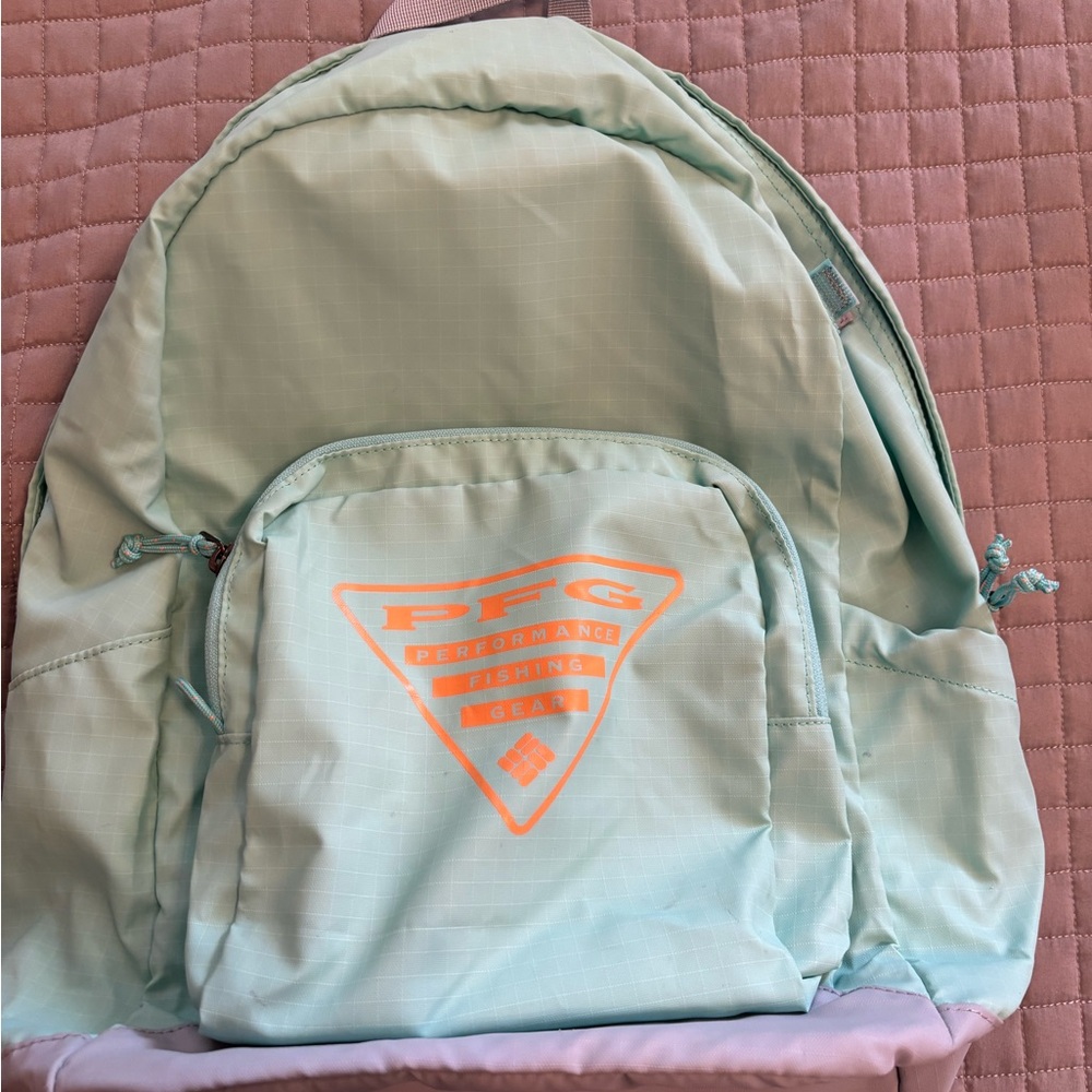 Mint Green Backpack with Orange Logo NEW WITH TAGS